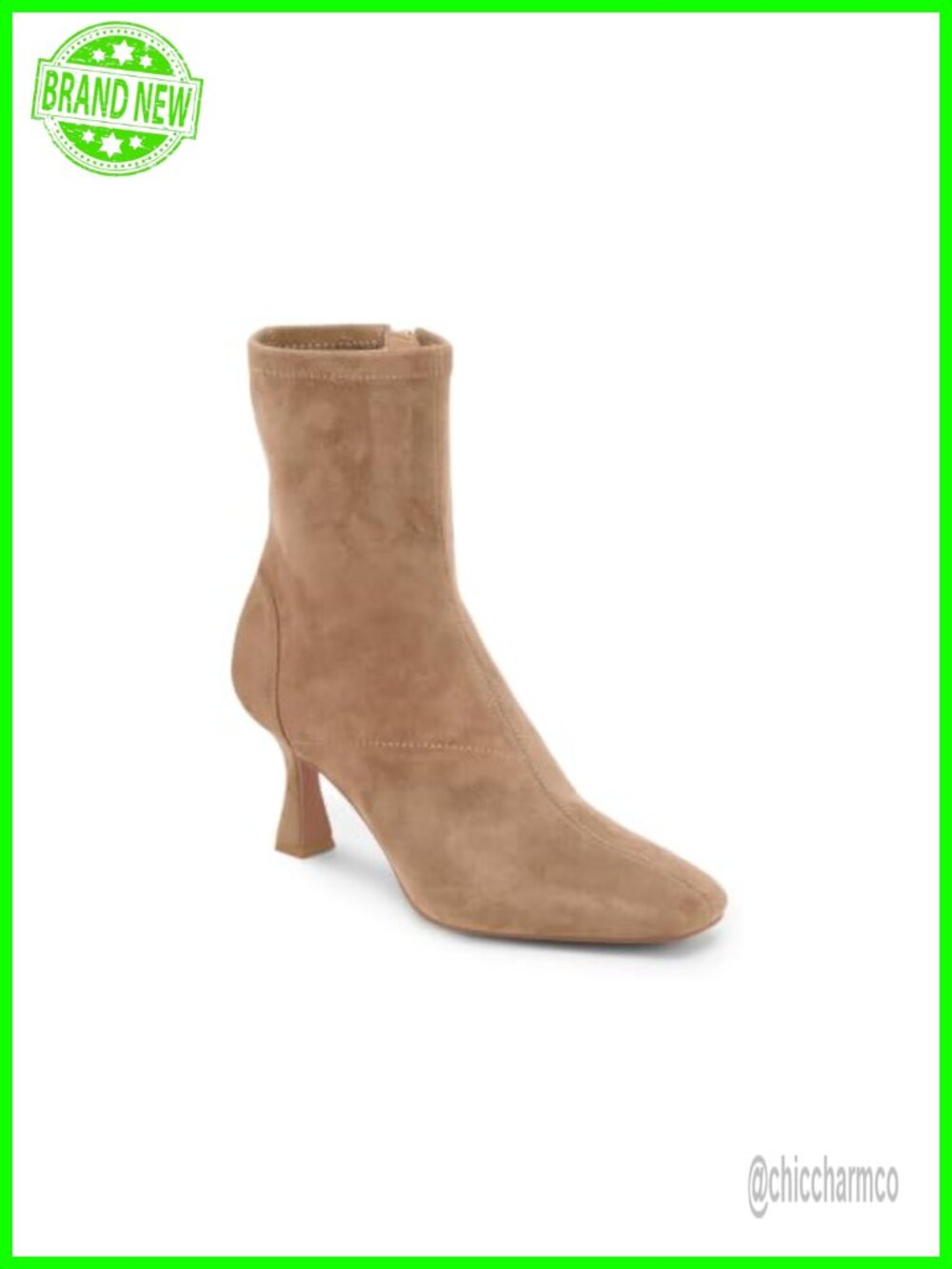 Kitten Heel Ankle Boots Square Toe Side Zip Faux Suede Dress Booties